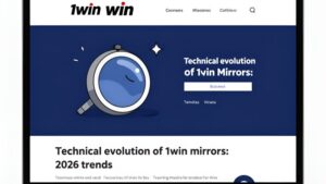 Современная цифровая иллюстрация с технологичными элементами для статьи о трендах зеркал букмекерской конторы 1win